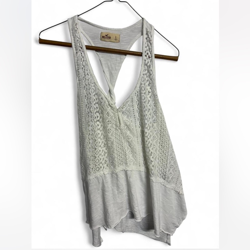 Hollister White Lace Racerback Tank
